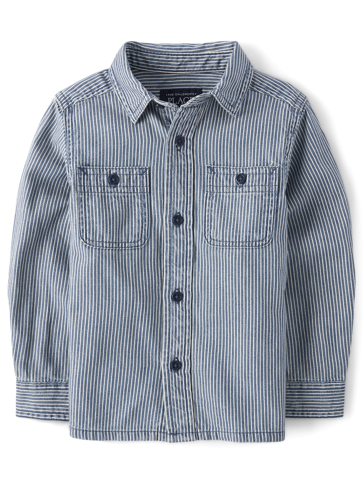 The Children's Place Baby & Toddler Boys Long Sleeve Denim Button Up Shirt, Sizes 6M-5T