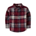 thumbnail image 1 of The Children's Place Baby Toddler Boys Long Sleeve Flannel Button Up, Sizes 6M-5T, 1 of 3
