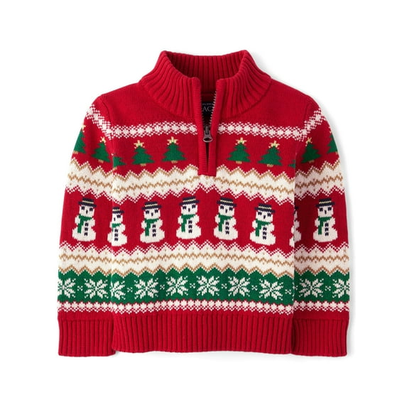 The Children's Place Baby Toddler Boys Long Sleeve Half Zip Sweater, Sizes 6M-5T