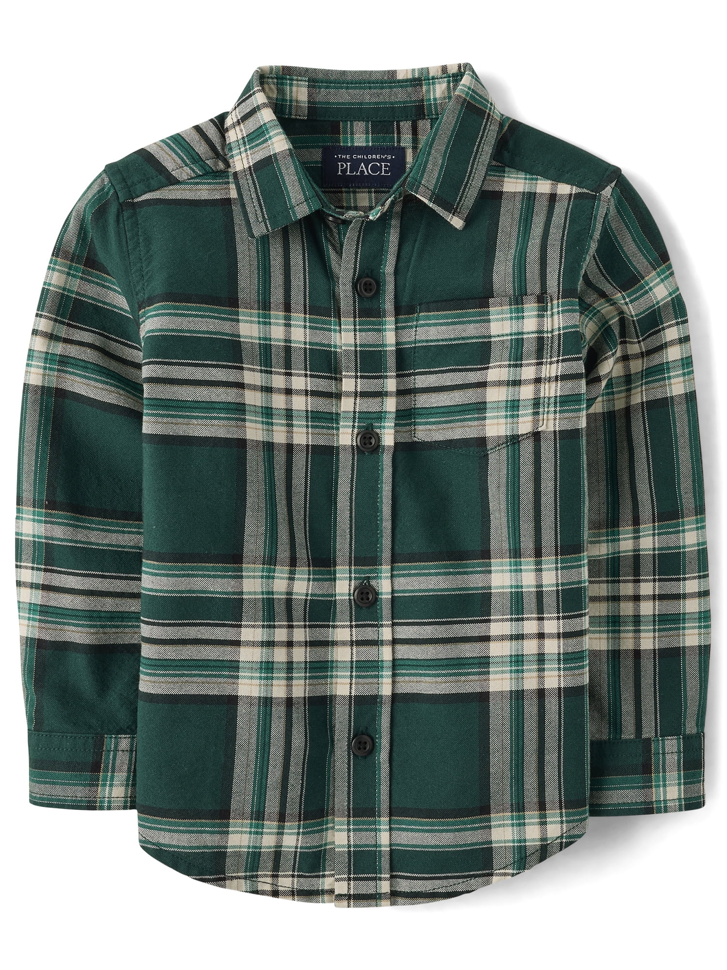 The Children's Place Baby & Toddler Boys Long Sleeve Plaid Oxford Button Up, Sizes 6M-5T