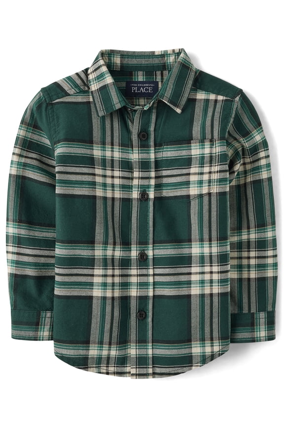 Baby & Toddler Boys Long Sleeve Plaid Oxford Button Up, Sizes 6M-5T