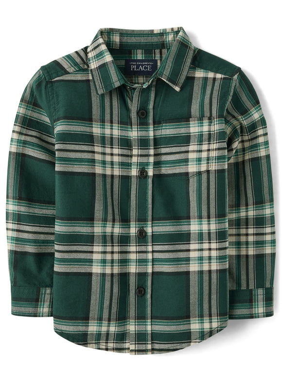 Baby & Toddler Boys Long Sleeve Plaid Oxford Button Up, Sizes 6M-5T