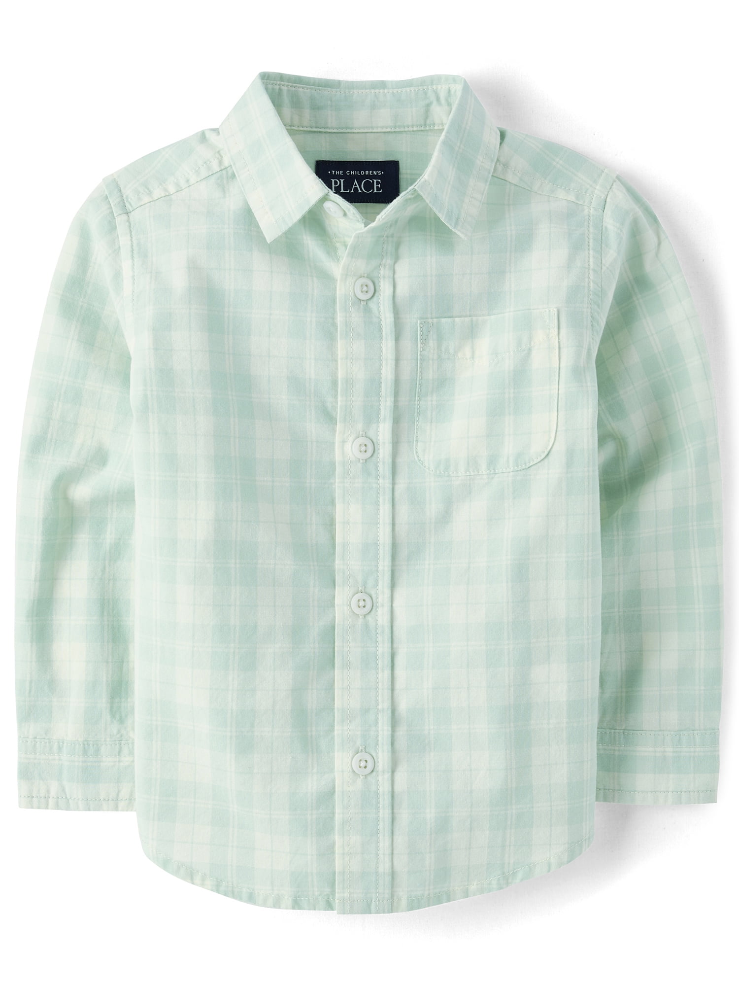 The Children's Place Baby & Toddler Boys Long Sleeve Poplin Button Up Shirt, Sizes 6M-5T