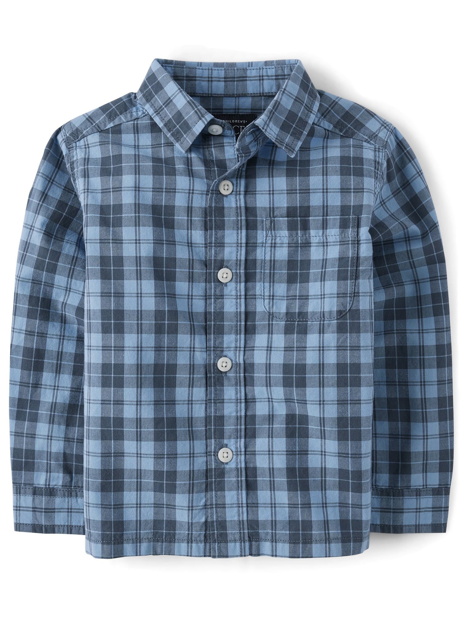 The Children's Place Baby & Toddler Boys Long Sleeve Poplin Button Up Shirt, Sizes 6M-5T
