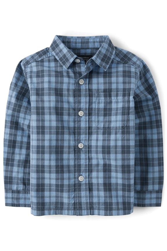 Baby & Toddler Boys Long Sleeve Poplin Button Up Shirt, Sizes 6M-5T