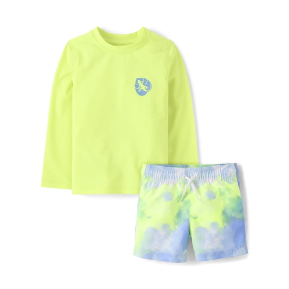 The Children's Place Baby & Toddler Boys Long Sleeve Swimsuit Set, 2-Piece, Sizes 6M-5T