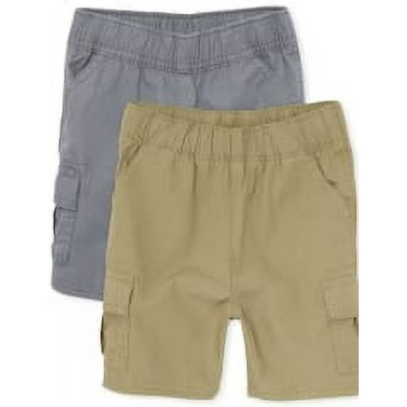 The Children's Place Baby Toddler Boys Pull-On Cargo Shorts, 2-Pack, Sizes 6M-5T
