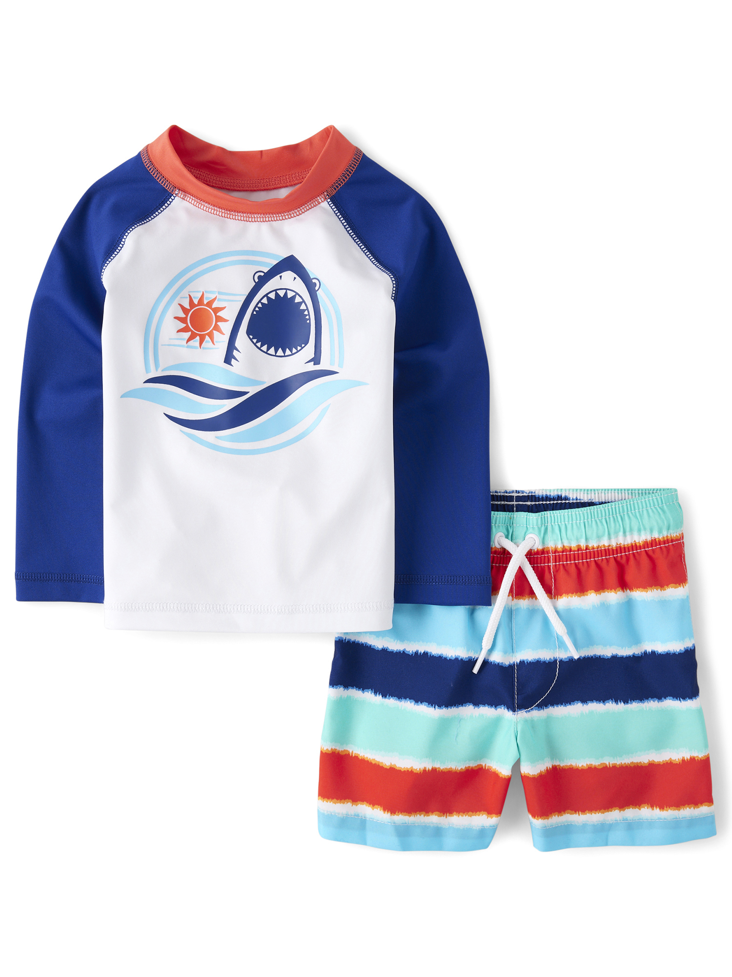 The Children's Place Baby Toddler Boys Rashguard & Swim Trunks, 2-Piece, Sizes 6M-5T