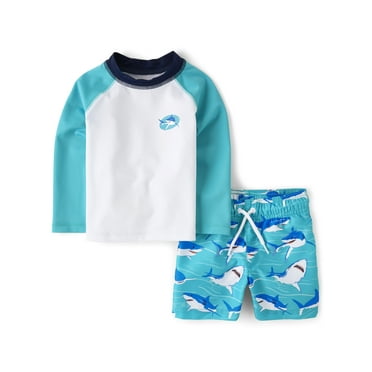 The Children's Place Baby Toddler Boys Rashguard & Swim Trunks, 2-Piece, Sizes 6M-5T