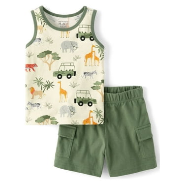 The Children's Place Baby & Toddler Boys Safari Outfit Set, 2-Piece, Sizes 6M-5T