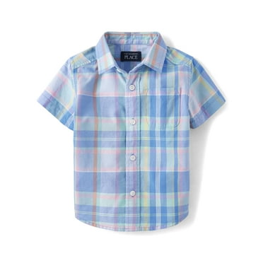 The Children's Place Baby Toddler Boys Short Sleeve Button Up Shirt, Sizes 6M-5T