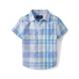 The Children's Place Boys Short Sleeve Plaid Button Up Shirt The Children's Place Boys Short Sleeve Plaid Button Up Shirt