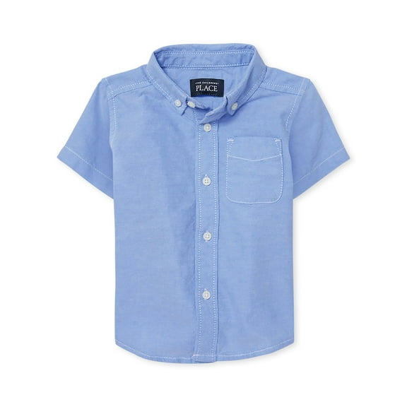The Children's Place Baby Toddler Boys Short Sleeve Button Up Shirt, Sizes 6M-5T