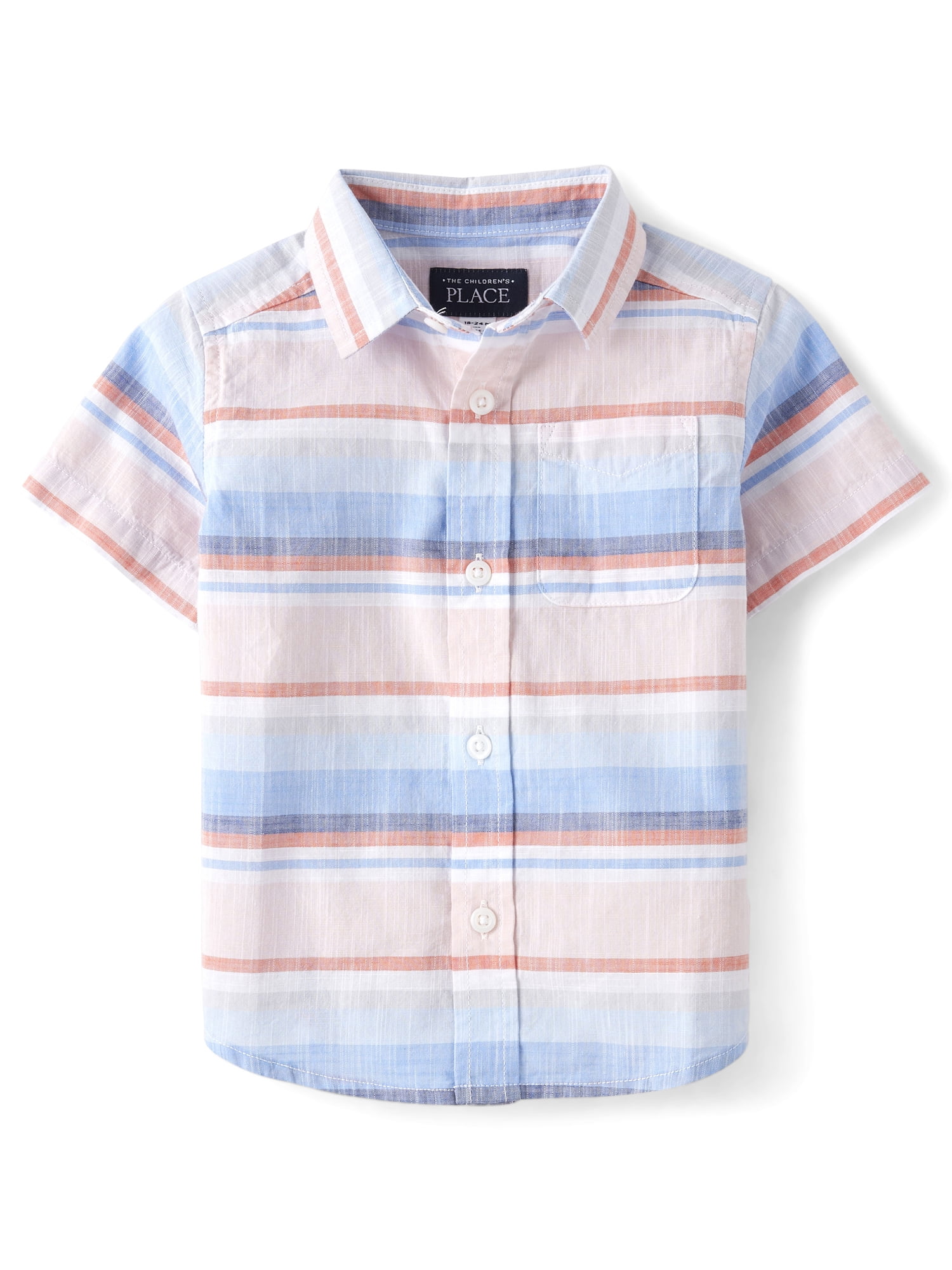 The Children's Place Baby Toddler Boys Short Sleeve Button Up Shirt, Sizes 6M-5T