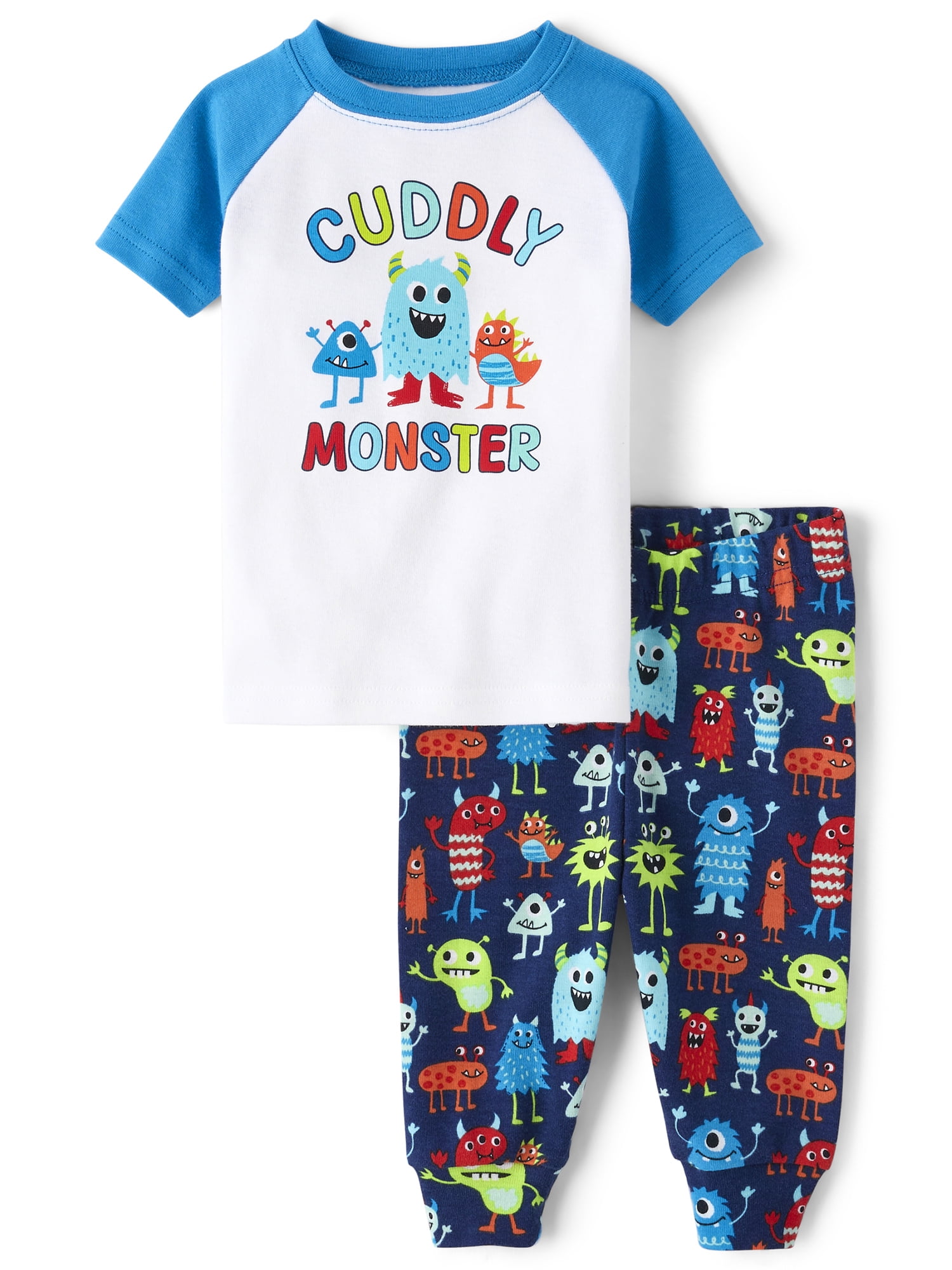 The Children's Place Baby & Toddler Boys Short Sleeve Cuddly Monster PJs, Sizes NB-6T