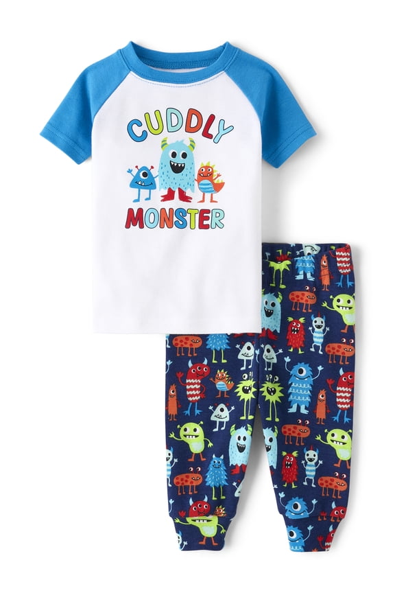 Baby & Toddler Boys Short Sleeve Cuddly Monster PJs, Sizes NB-6T