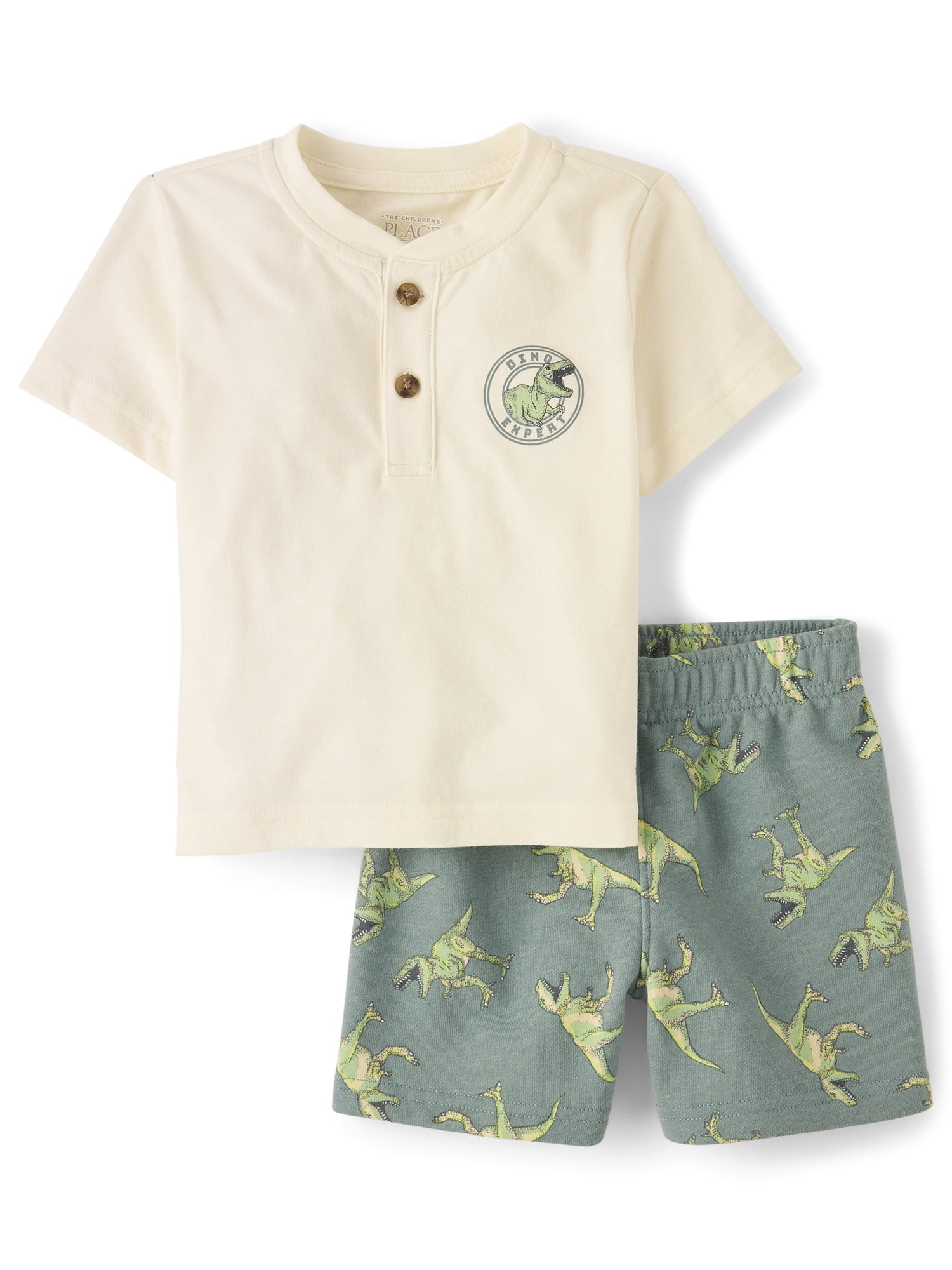 The Children's Place Baby & Toddler Boys Short Sleeve Dino Set, 2-Piece, Sizes 6M-5T