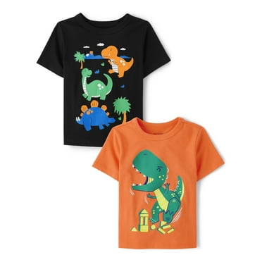 The Children's Place Baby Toddler Boys Short Sleeve Dino Tee, 2-Pack, Sizes 12M-5T