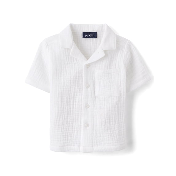 The Children's Place Baby & Toddler Boys Short Sleeve Gauze Button Up Shirt, Sizes 6M-5T