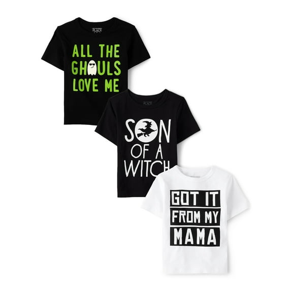 The Children's Place Baby Toddler Boys Short Sleeve Halloween Tee, 3-Pack, Sizes 12M-5T