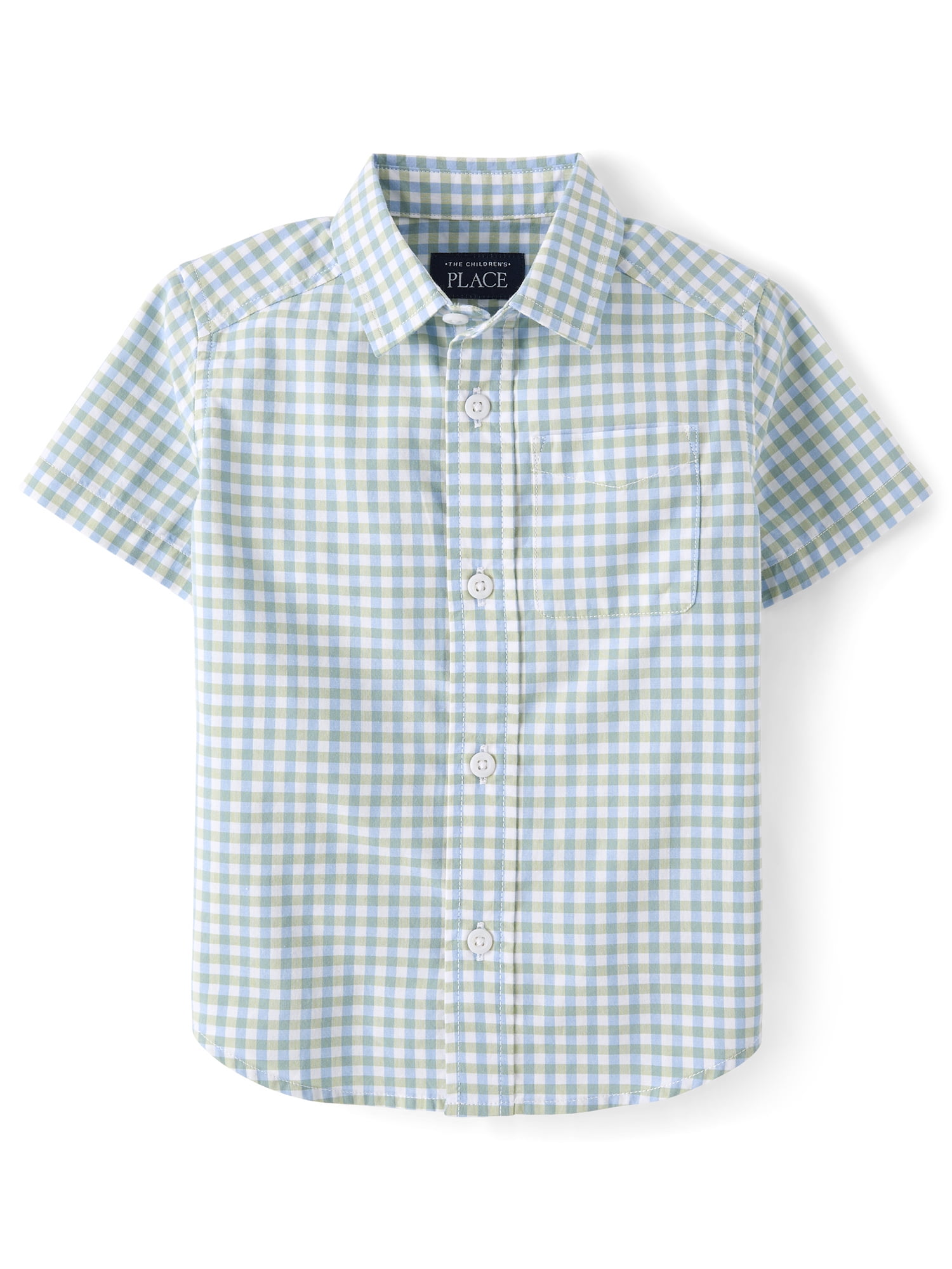 The Children's Place Baby & Toddler Boys Short Sleeve Poplin Button Up Shirt, Sizes 6M-5T