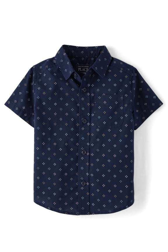 Baby & Toddler Boys Short Sleeve Poplin Button Up Shirt, Sizes 6M-5T