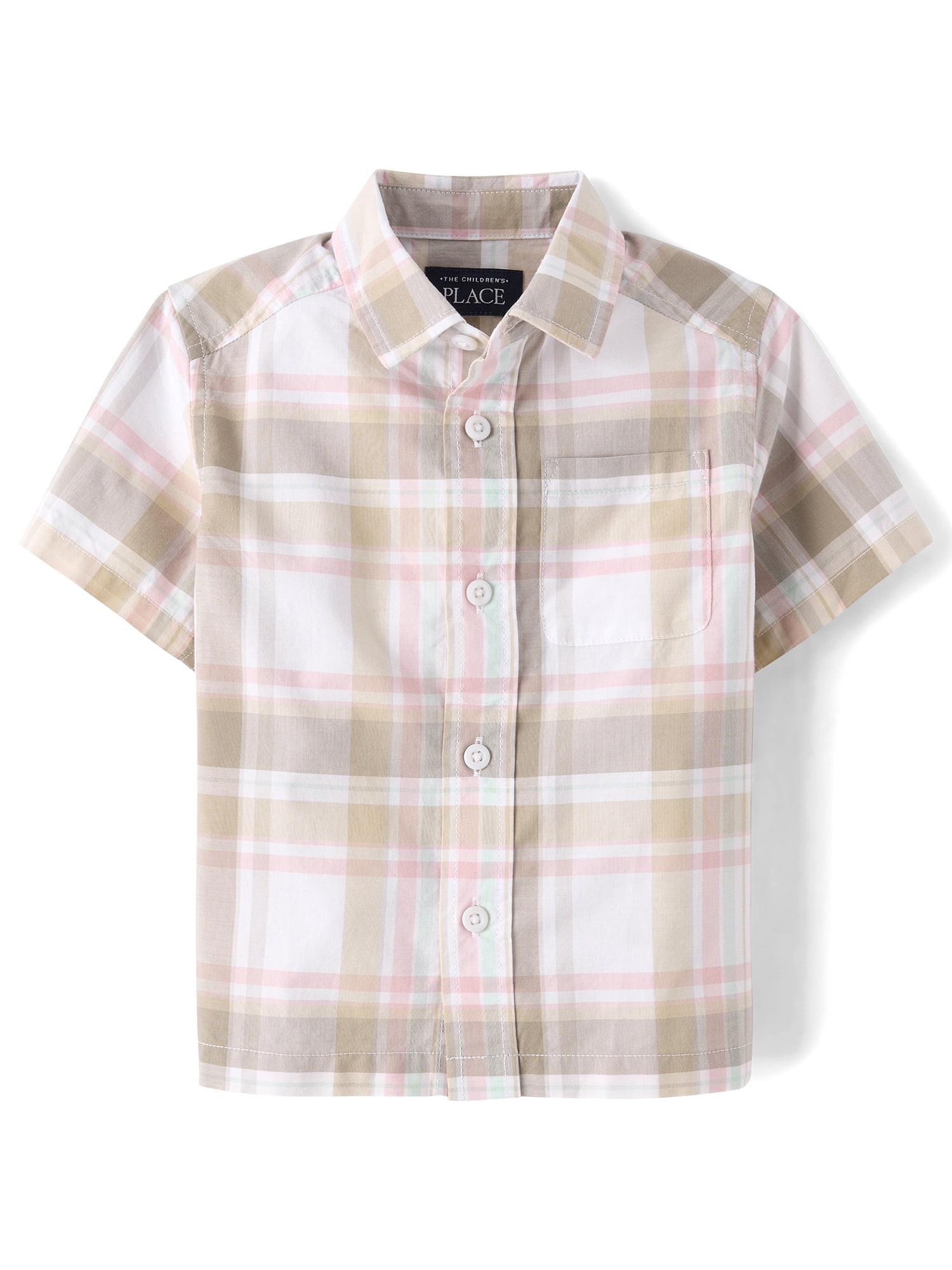 The Children's Place Baby & Toddler Boys Short Sleeve Poplin Button Up Shirt, Sizes 6M-5T