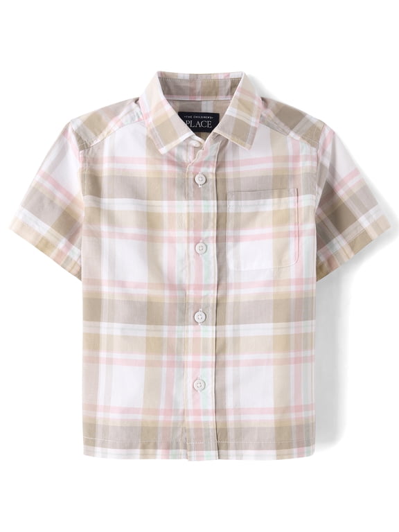 Baby & Toddler Boys Short Sleeve Poplin Button Up Shirt, Sizes 6M-5T