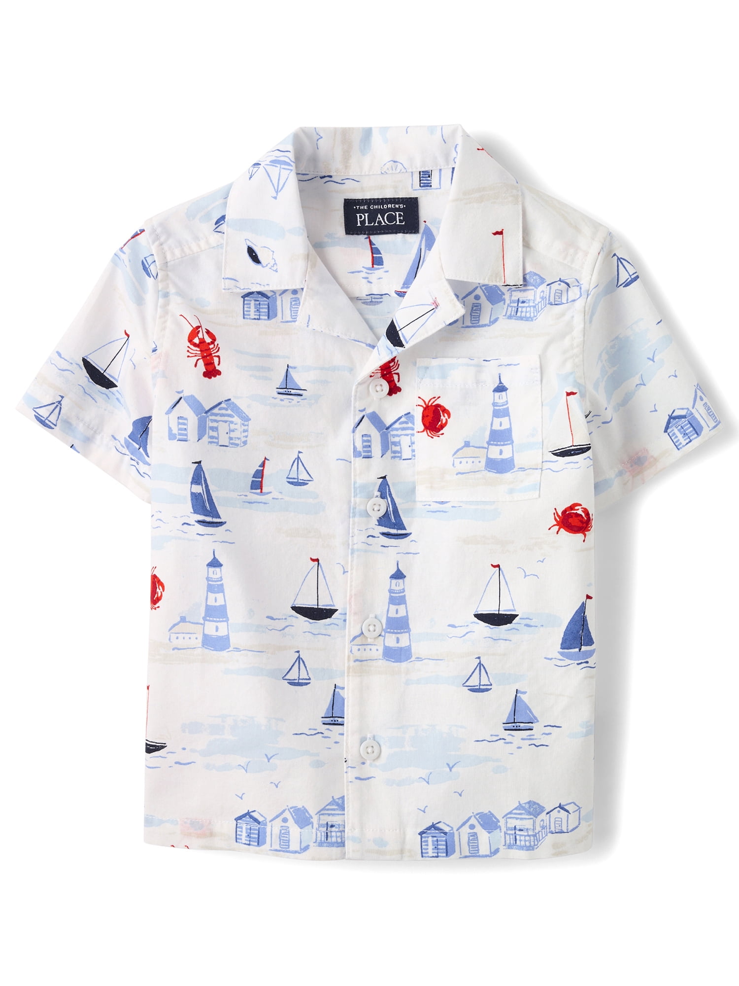 The Children's Place Baby & Toddler Boys Short Sleeve Poplin Button Up Shirt, Sizes 6M-5T