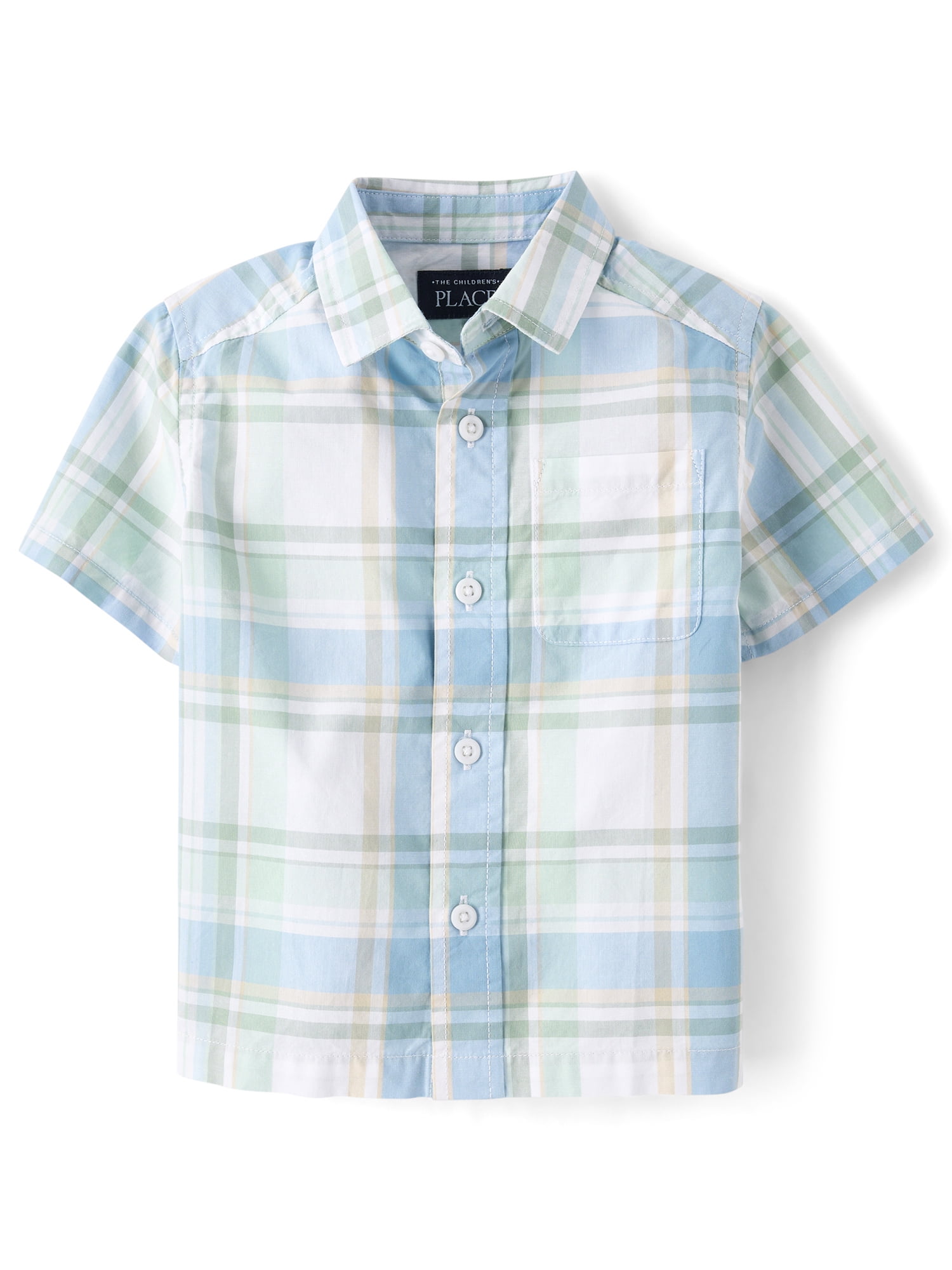 The Children's Place Baby & Toddler Boys Short Sleeve Poplin Button Up Shirt, Sizes 6M-5T