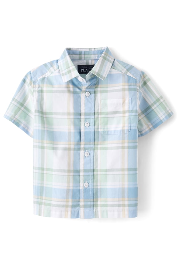 Baby & Toddler Boys Short Sleeve Poplin Button Up Shirt, Sizes 6M-5T