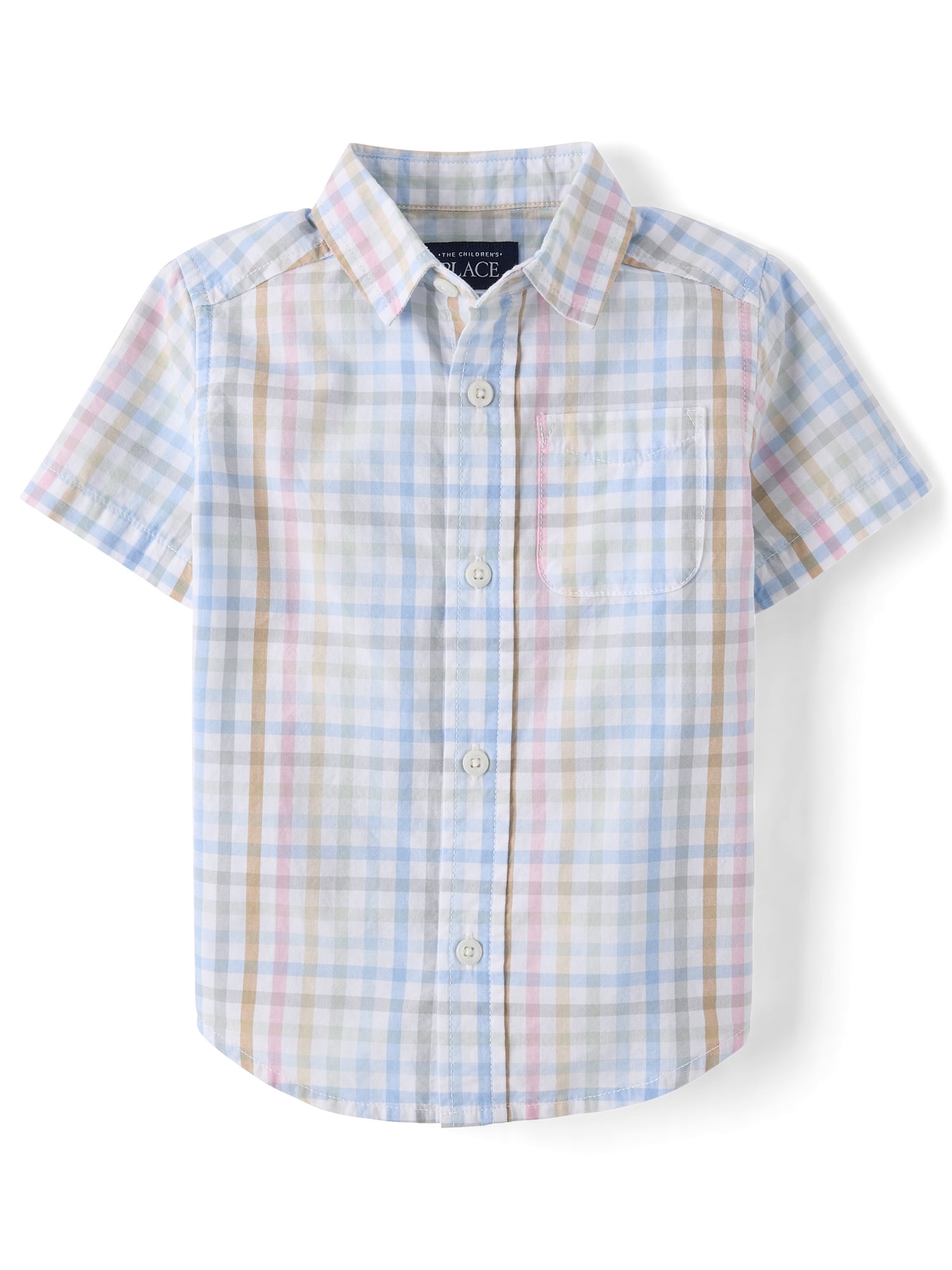 The Children's Place Baby & Toddler Boys Short Sleeve Poplin Button Up Shirt, Sizes 6M-5T