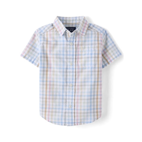The Children's Place Baby & Toddler Boys Short Sleeve Poplin Button Up Shirt, Sizes 6M-5T