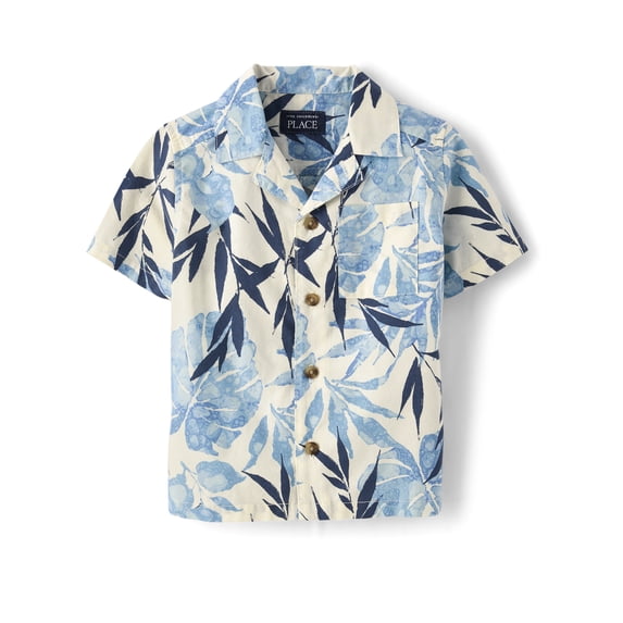The Children's Place Baby & Toddler Boys Short Sleeve Poplin Button Up Shirt, Sizes 6M-5T