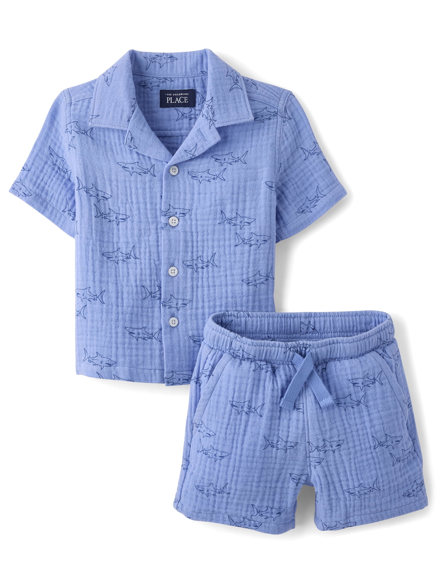 The Children's Place Baby & Toddler Boys Short Sleeve Printed Gauze Set, 2-Piece, Sizes 6M-5T