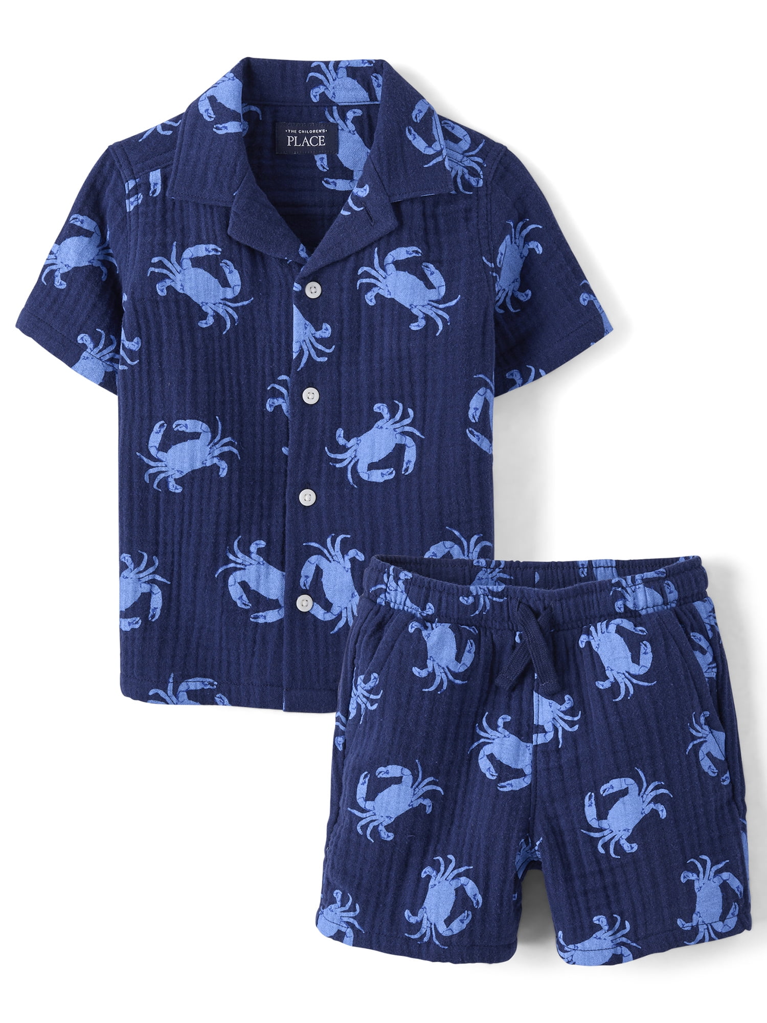 The Children's Place Baby & Toddler Boys Short Sleeve Printed Gauze Set, 2-Piece, Sizes 6M-5T