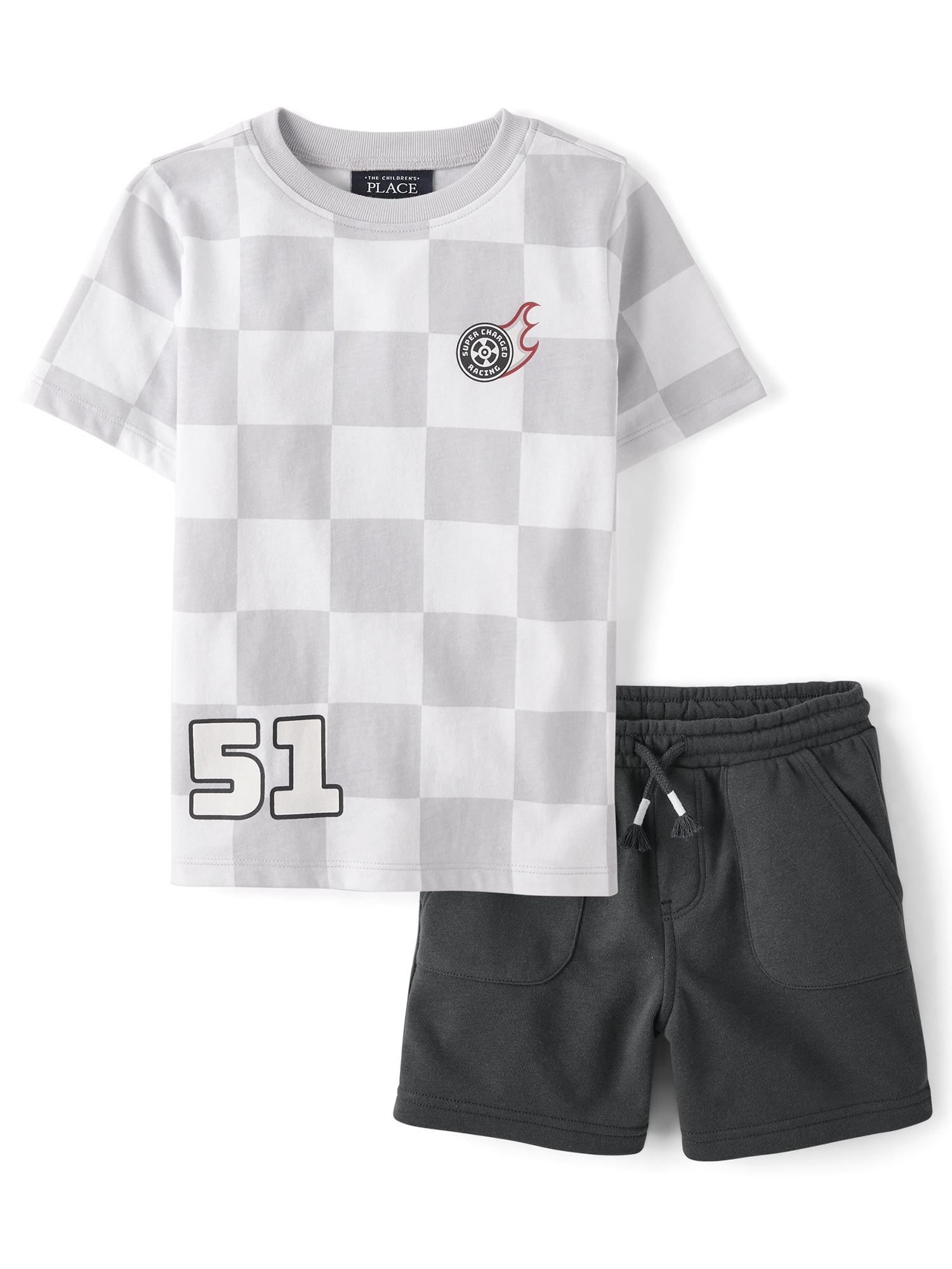 The Children's Place Baby & Toddler Boys Short Sleeve Racecar Set, 2-Piece, Sizes 6M-5T