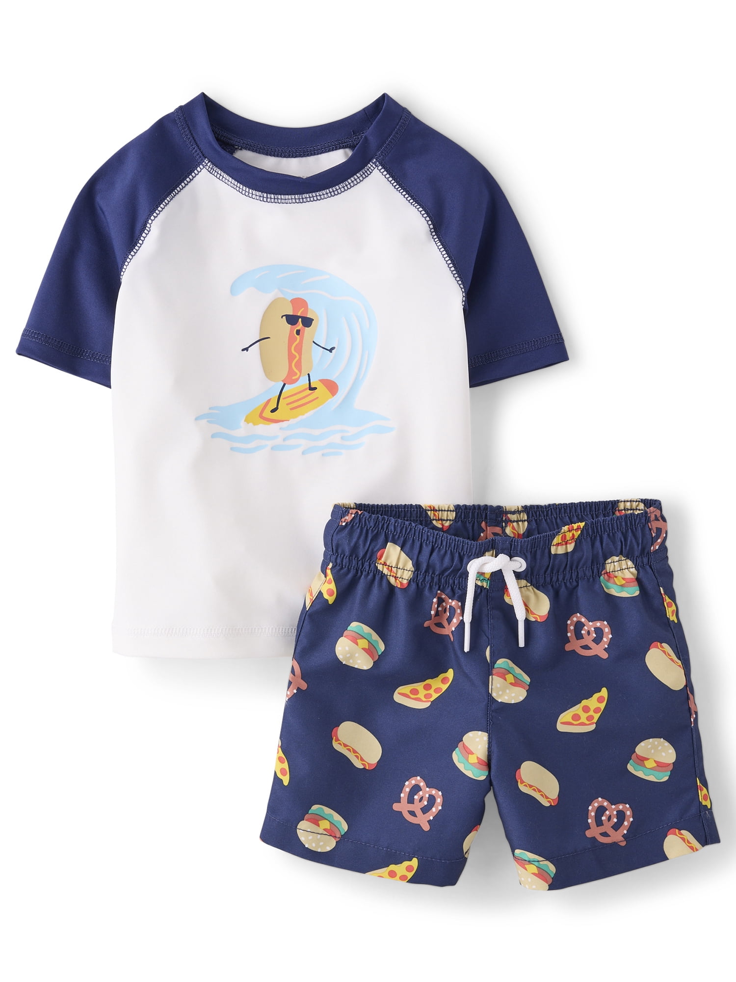 The Children's Place Baby & Toddler Boys Short Sleeve Rashguard Swimsuit, 2-Piece, Sizes 6M-5T