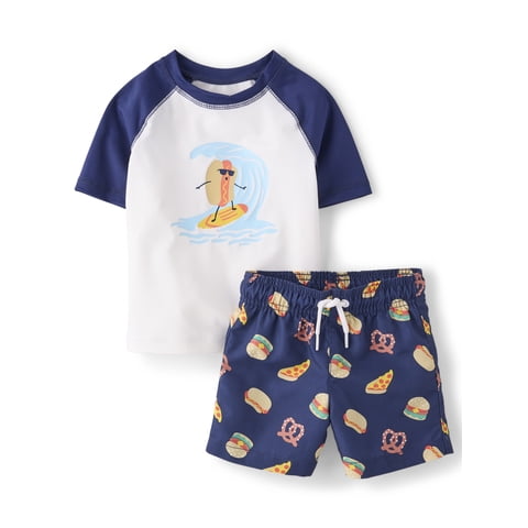 Baby & Toddler Boys Short Sleeve Rashguard Swimsuit, 2-Piece, Sizes 6M-5T