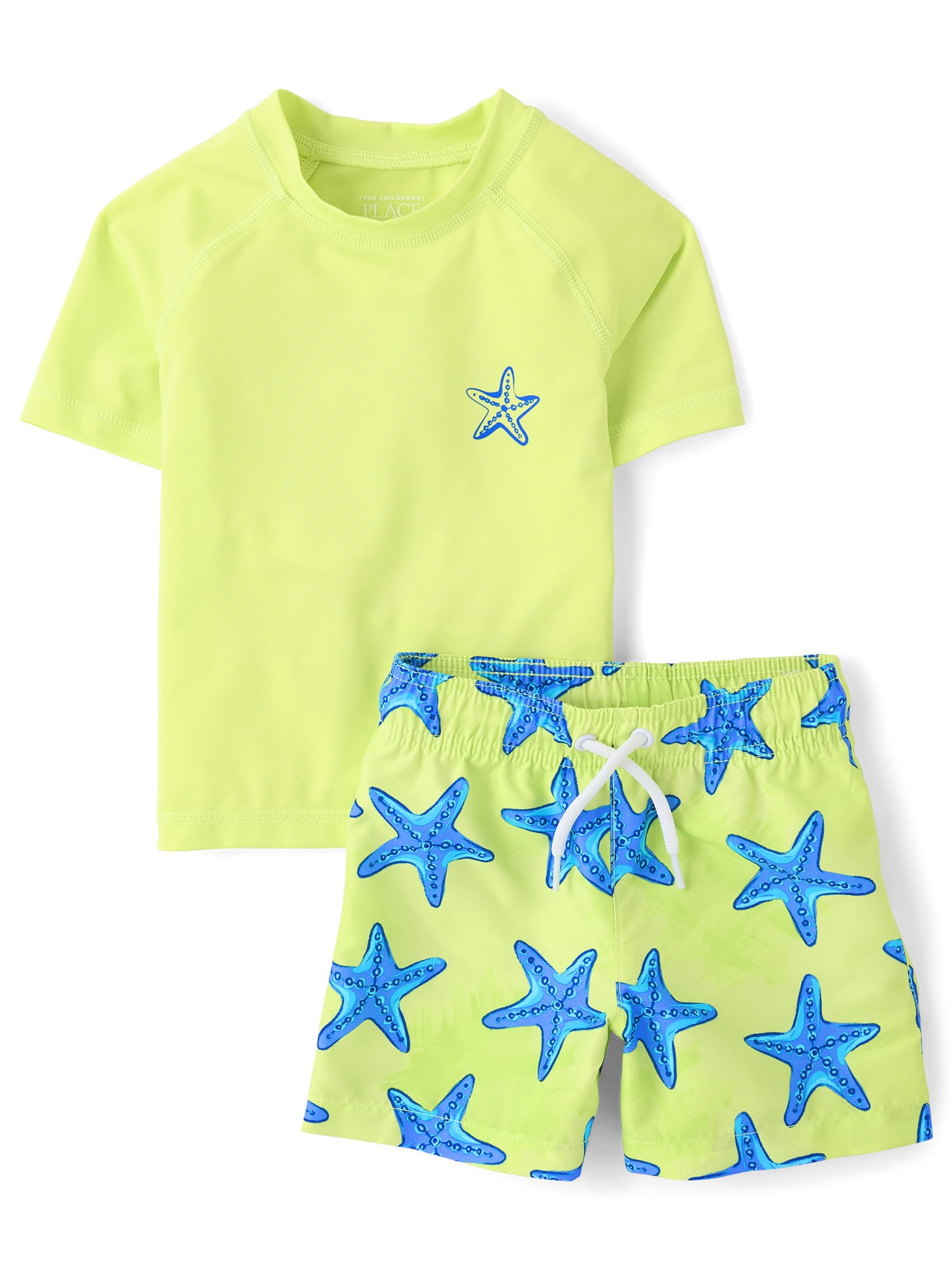 The Children's Place Baby & Toddler Boys Short Sleeve Rashguard Swimsuit, 2-Piece, Sizes 6M-5T