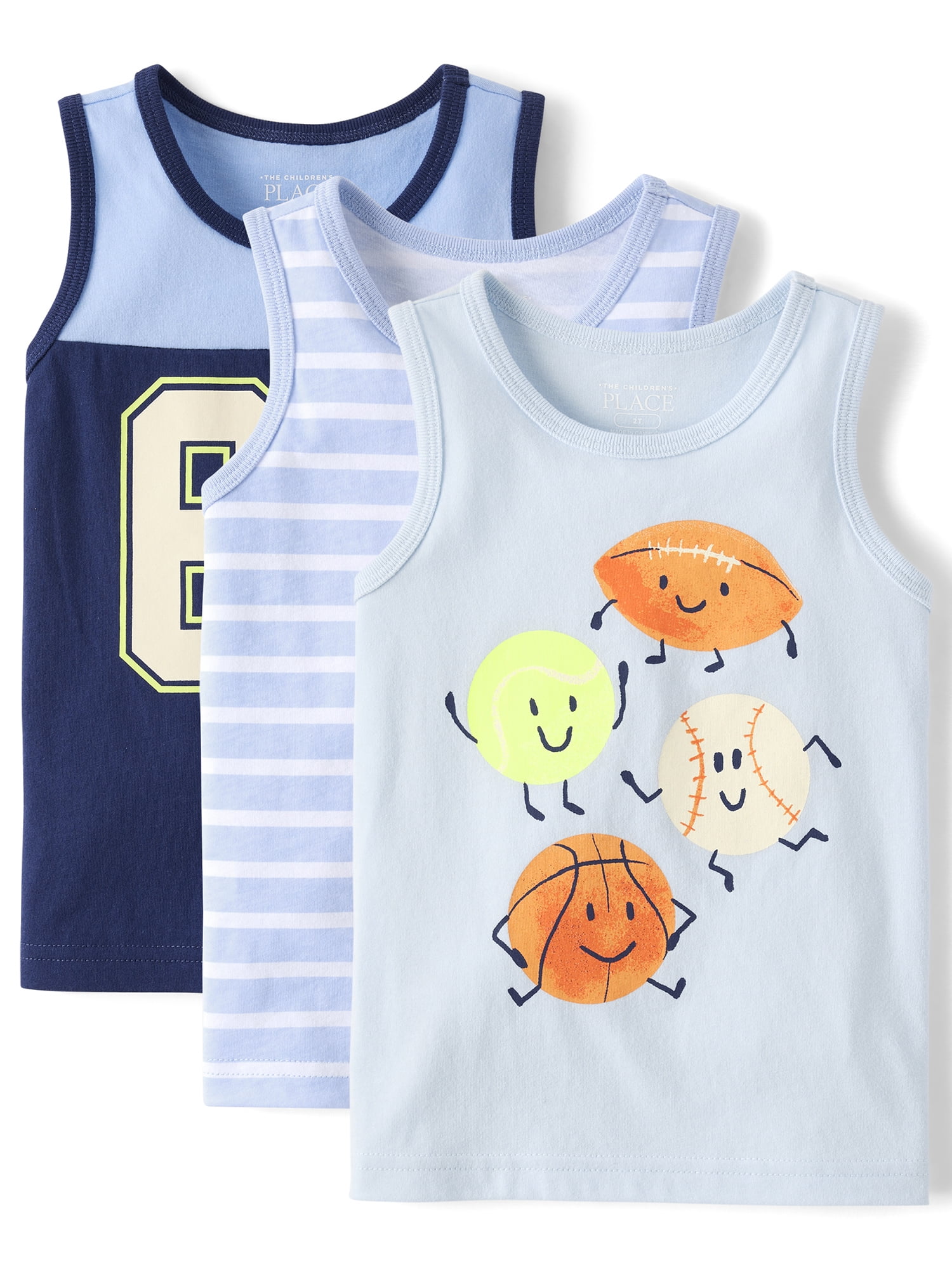 The Children's Place Baby & Toddler Boys Sleeveless Sports Tank Top, 3-Pack, Sizes 6M-5T