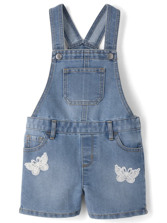 Baby & Toddler Girl Sleeveless Denim Shortalls, Sizes 6M-5T