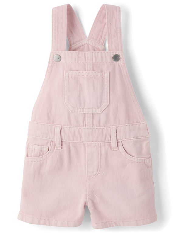 Baby & Toddler Girl Sleeveless Garment Dyed Shortalls, Sizes 6M-5T