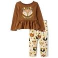 thumbnail image 1 of The Children's Place Baby Toddler Girls Long Sleeve Peplum Top Set, Sizes 12M-5T, 1 of 3