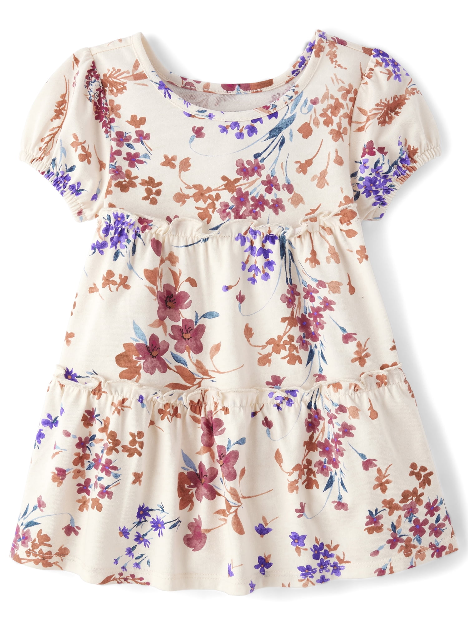 The Children's Place Baby Toddler Girls Short Puff Sleeve Tiered Dress ...
