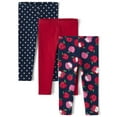 thumbnail image 1 of The Children's Place Baby Toddler Girls Apple Print Legging, 3-Pack, Sizes 12M-5T, 1 of 4