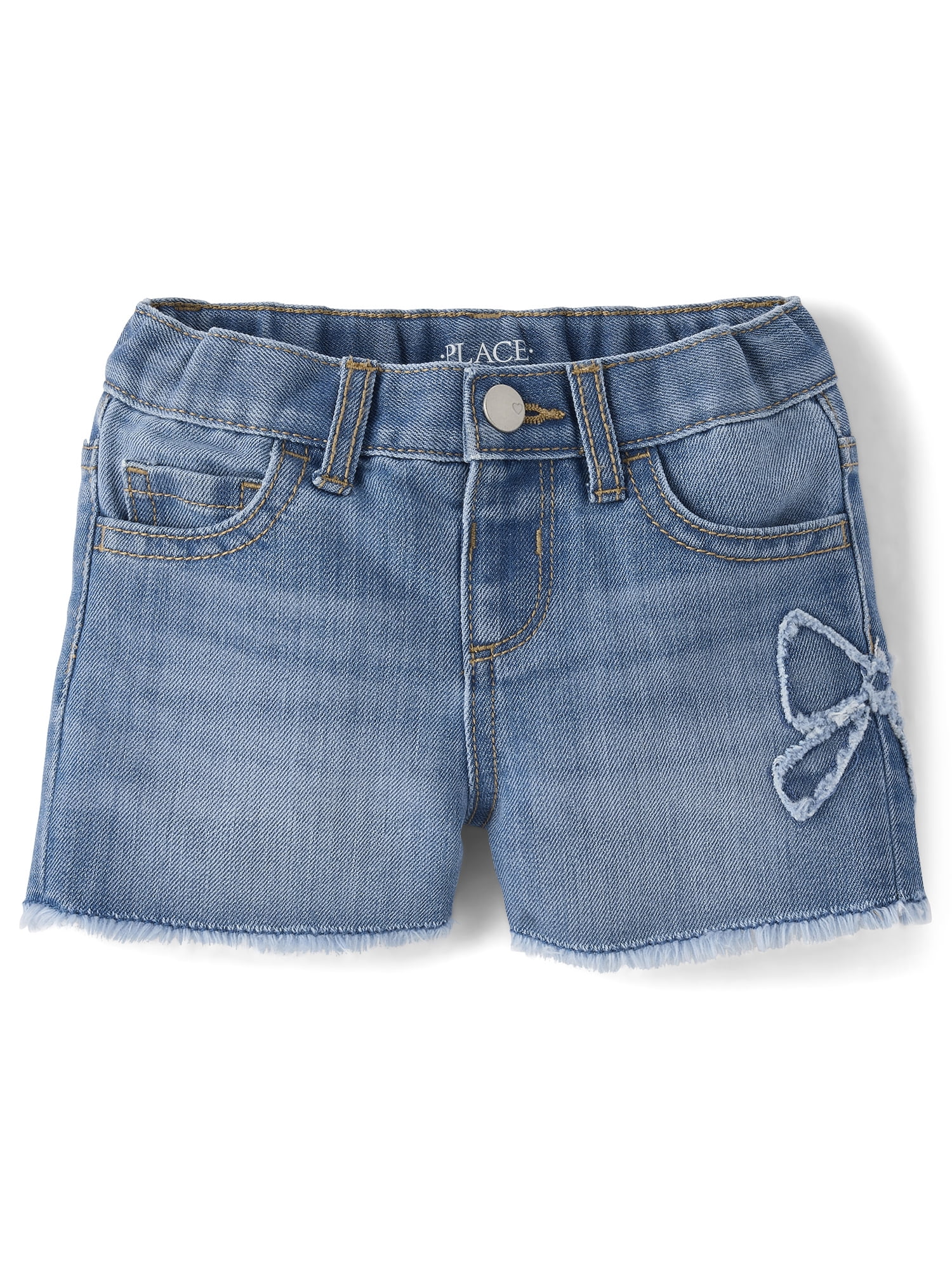 The Children's Place Baby & Toddler Girls Applique Bow Denim Shortie Shorts, Sizes 6M-5T