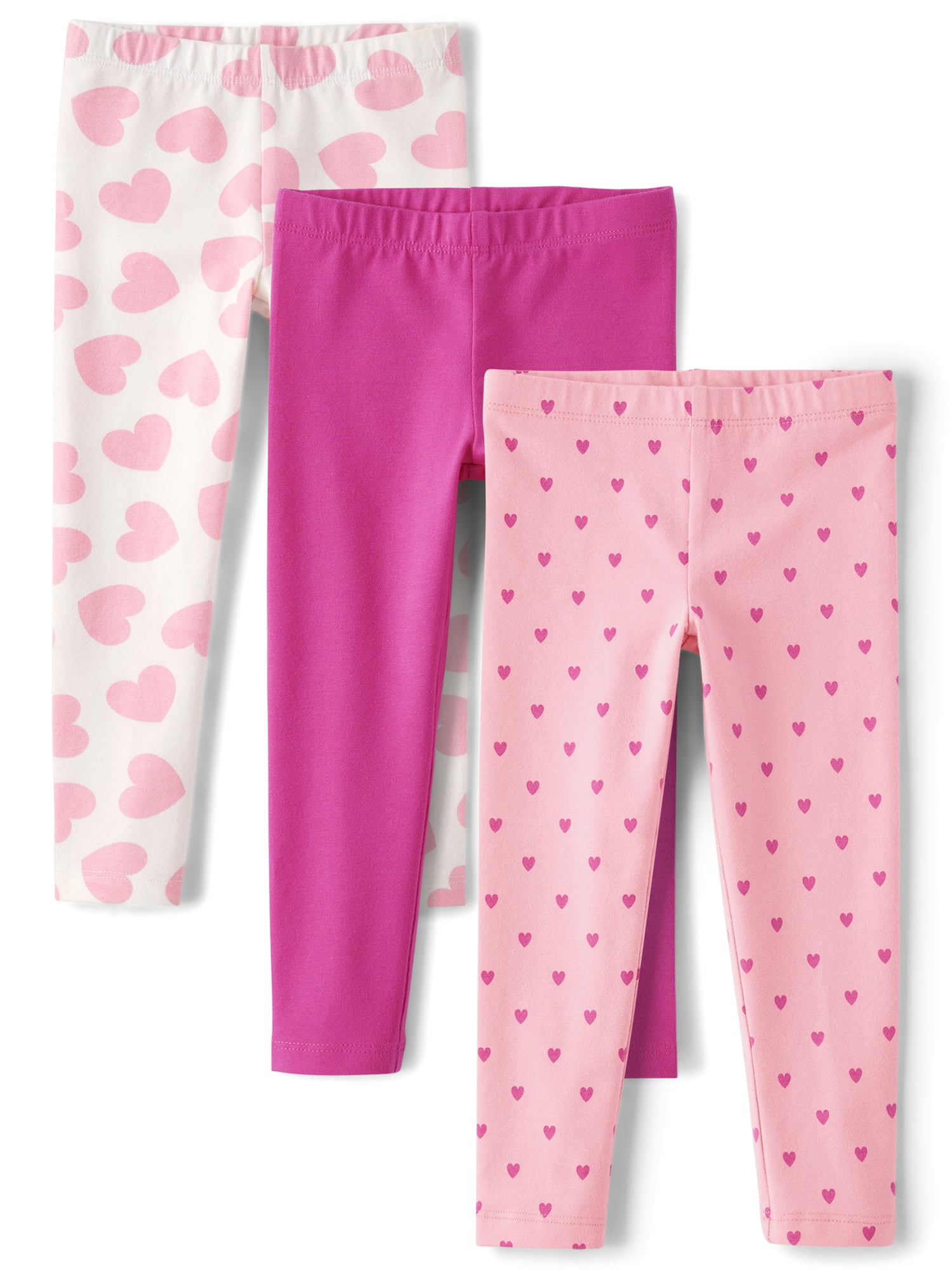 The Children's Place Baby Toddler Girls Everyday Heart Print Leggings, 3-Pack, Sizes 6M-5T