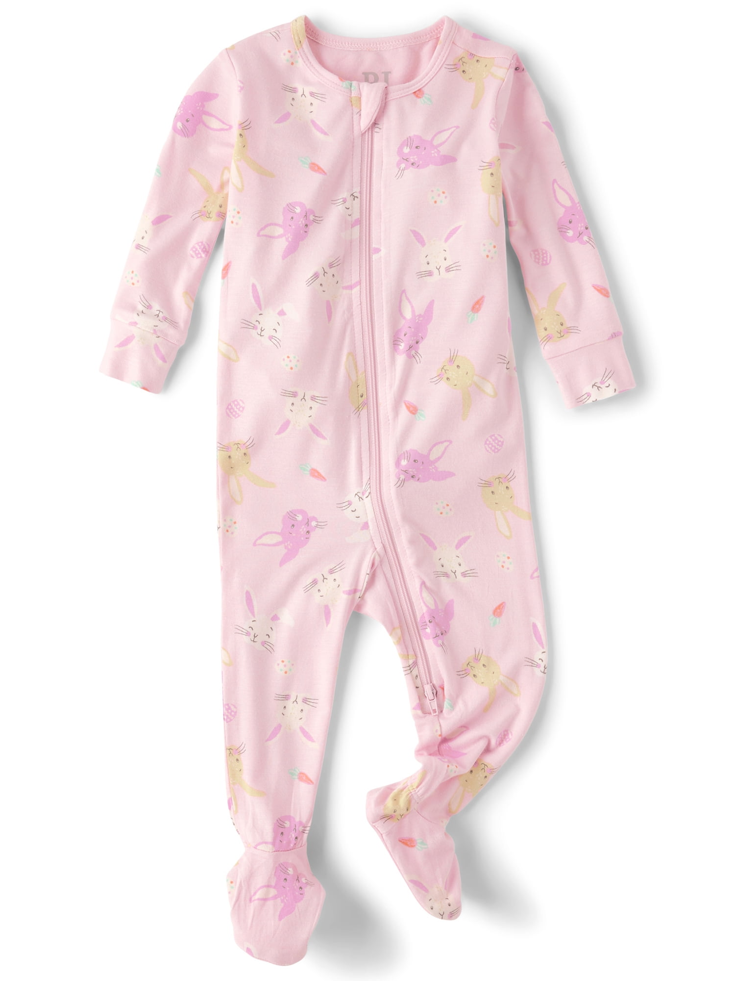 The Children's Place Baby & Toddler Girls Long Sleeve Easter Footed Onesie, Sizes NB-5T