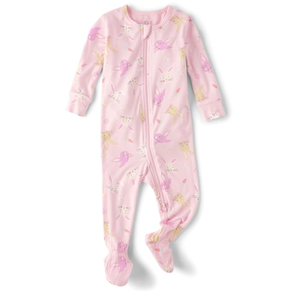 The Children's Place Baby & Toddler Girls Long Sleeve Easter Footed Onesie, Sizes NB-5T